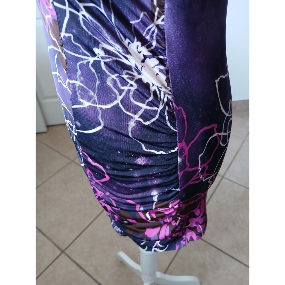 INC International Concepts Woman’s Pink Purple 3/4 Sleeve V Neck Ruched‎  L Y2K - Picture 5 of 14